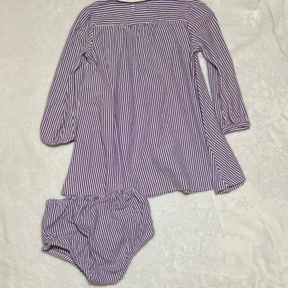 EUC long sleeve Ralph Lauren purple Stripe & Yellow Dress Set 24mo